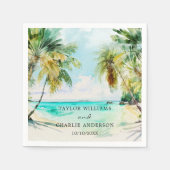 Tropical Beach Hochzeit in Urlaubsort Serviette (Vorderseite)