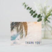 Tropical Beach Hochzeit in Urlaubsort Vielen Dank Postkarte (Stehend Vorderseite)