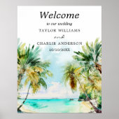 Tropical Beach Hochzeit in Urlaubsort Willkommensz Poster (Vorne)