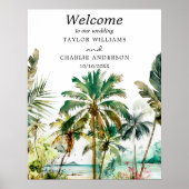 Tropical Beach Hochzeit in Urlaubsort Willkommensz Poster (Vorne)