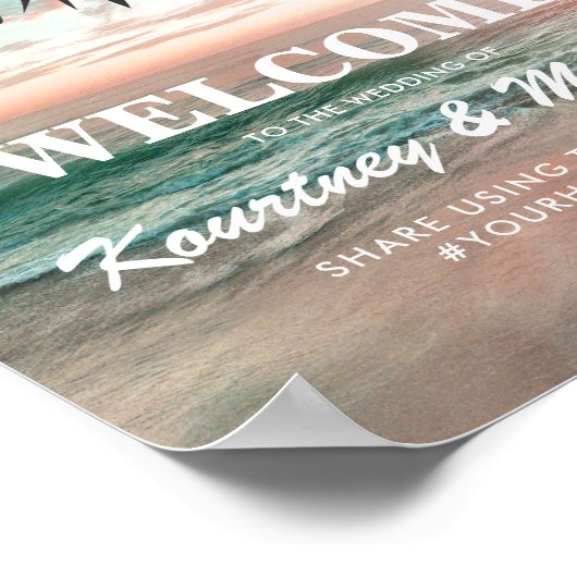 Tropical Beach Hochzeit | Lichtzeichenfolge Poster (Ecke)
