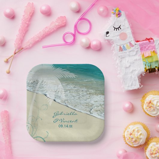 Tropical Beach Hochzeit Pappteller (Party)