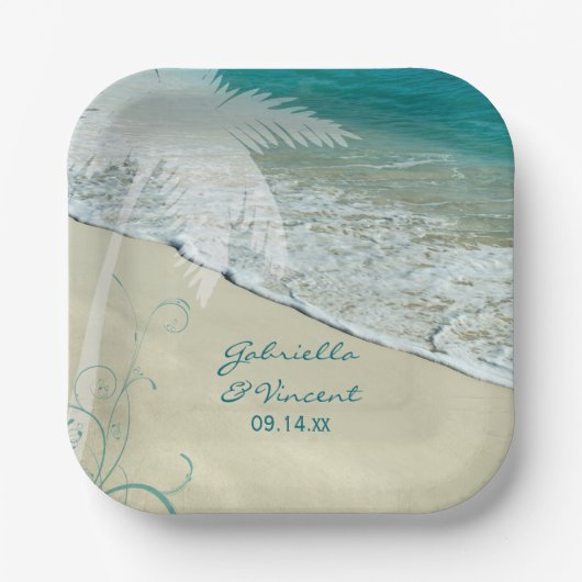 Tropical Beach Hochzeit Pappteller (Vorderseite)