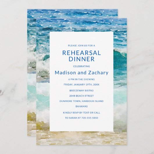 Tropical Beach Hochzeit Probe Dinner (Vorne/Hinten)