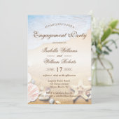 Tropical Beach Hochzeit Starfish Engagement Party Einladung (Stehend Vorderseite)