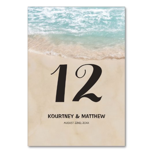 Tropical Beach Hochzeit Tischnummer (Rückseite)