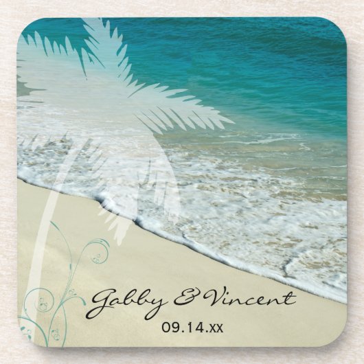 Tropical Beach Hochzeit Untersetzer (Vorderseite)