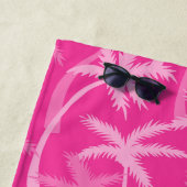 Tropical Beach Hot Pink Palm Tree Mit Monogramm Strandtuch (Beispiel)