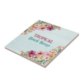 Tropical Beach House Pink Blume Blumen Botanische Fliese (Seite)