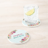 Tropical Beach House Pink Blume Blumen Botanische Getränkeuntersetzer (Seite)