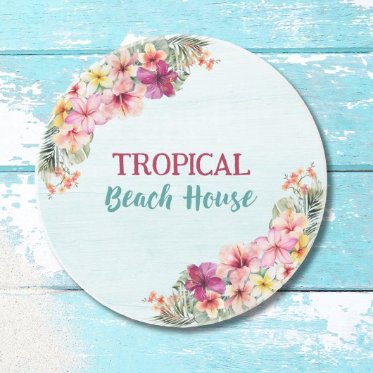 Tropical Beach House Pink Blume Blumen Botanische Getränkeuntersetzer