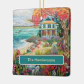 Tropical Beach House Turquoise Pink Name Christmas Keramikornament (Links)