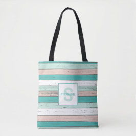 Tropical Beach Hütte Rustic Wood Monogram Tasche