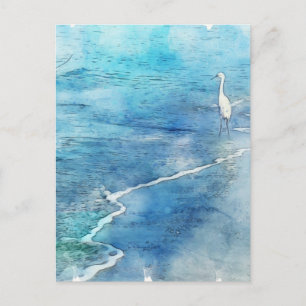 Tropical Beach in Teal Aqua Turquoise Blue Postkarte