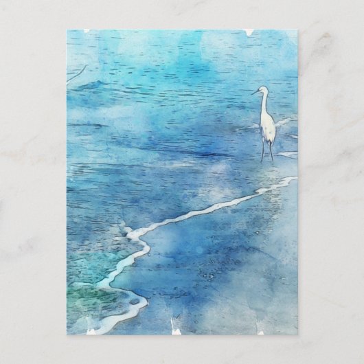 Tropical Beach in Teal Aqua Turquoise Blue Postkarte (Vorderseite)