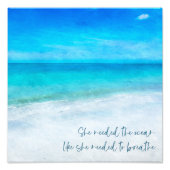 Tropical Beach in Teal Aqua Turquoise Blue Quote Fotodruck (Vorne)