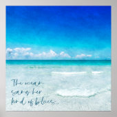 Tropical Beach in Teal Aqua Turquoise Blue Quote Poster (Vorne)