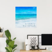 Tropical Beach in Teal Aqua Turquoise Blue Quote Poster (Heimbüro)