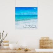 Tropical Beach in Teal Aqua Turquoise Blue Quote Poster (Küche)