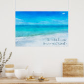 Tropical Beach in Teal Aqua Turquoise Blue Quote Poster (Küche)