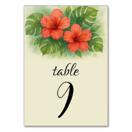 Tropical Beach Island Hawaiian Hibiskus Wedding Tischnummer