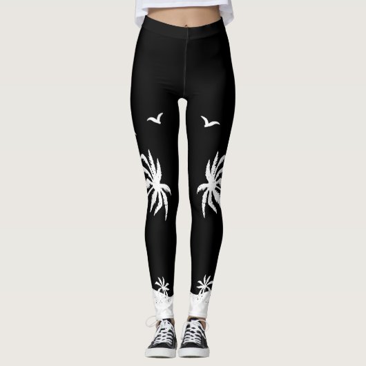 Tropical Beach Island Palm Tree Leggings (Vorderseite)