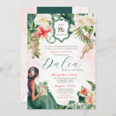 Tropical Beach Island Quinceanera Birthday Einladung (Vorne/Hinten)