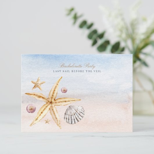 Tropical Beach Junggeselinnen-Abschied Einladung (Stehend Vorderseite)