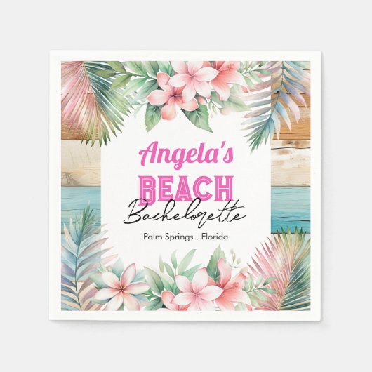 Tropical Beach Junggeselinnen-Abschied Serviette (Vorderseite)