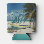 Tropical Beach kann Palm Tree Boote zu kühlen Reis Dosenkühler (Vorderseite)