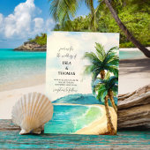 Tropical Beach Lagoon Palm Paradise Wedding Einladung