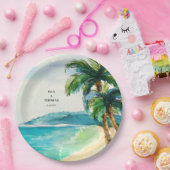 Tropical Beach Lagoon | Palm Tree Paradise Wedding Pappteller (Party)