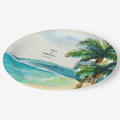 Tropical Beach Lagoon | Palm Tree Paradise Wedding Pappteller (Schrägansicht)