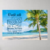 Tropical Beach Landschaft, 1 Peter 5:7 Bible Verse Poster (Vorne)