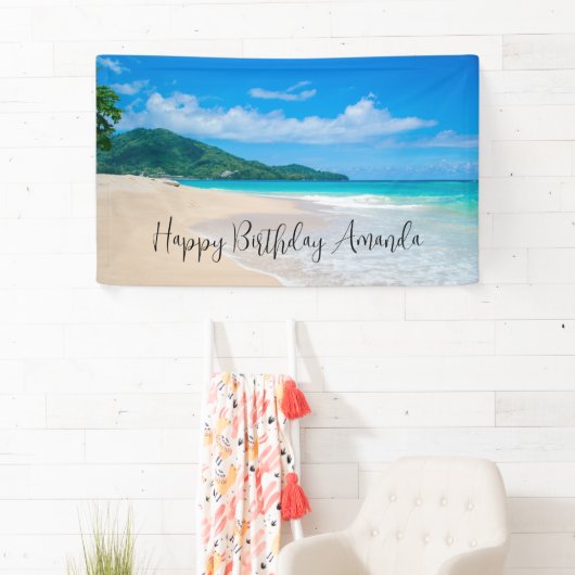Tropical Beach Landschaftlich Foto Geburtstag Banner (Insitu)