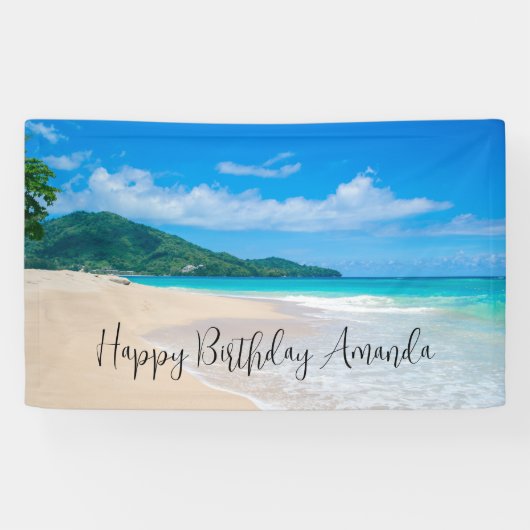 Tropical Beach Landschaftlich Foto Geburtstag Banner (Horizontal)
