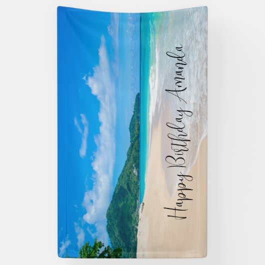Tropical Beach Landschaftlich Foto Geburtstag Banner (Vertikal)