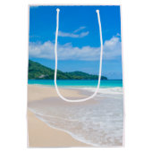Tropical Beach Landschaftlich Foto Geburtstag Mittlere Geschenktüte (Rückseite)