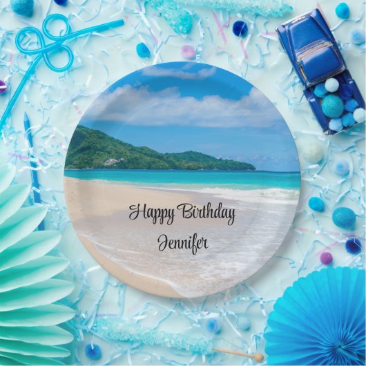 Tropical Beach Landschaftlich Foto Geburtstag Pappteller (Party)