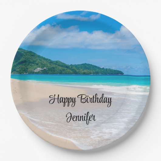 Tropical Beach Landschaftlich Foto Geburtstag Pappteller (Vorderseite)