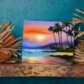 Tropical Beach Landschaftlich Watercolor Tabletop Fotoplatte (Seite)