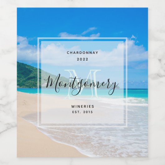 Tropical Beach Landschaftliches Foto Weinkultur un Weinetikett (Einzelnes Label)