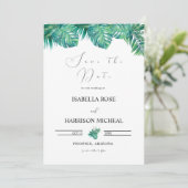 TROPICAL Beach leaf Save the Date Einladung (Stehend Vorderseite)