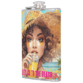 Tropical Beach, Lets Go to The Beach, Orange Turqu Flachmann (Links)