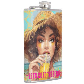 Tropical Beach, Lets Go to The Beach, Orange Turqu Flachmann (Rechts)