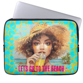 Tropical Beach, Lets Go to The Beach, Orange Turqu Laptopschutzhülle