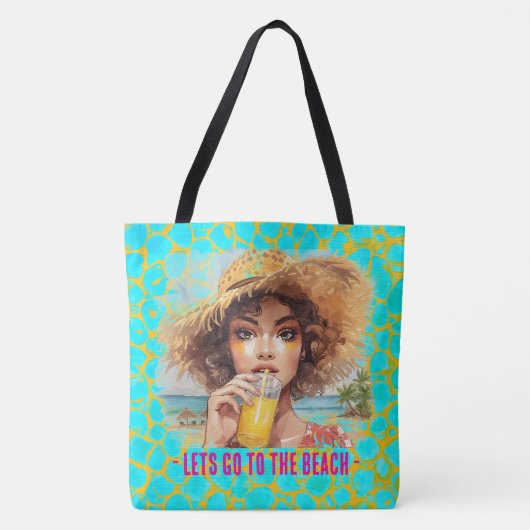 Tropical Beach, Lets Go to The Beach,Orange Turquo Tasche (Vorderseite)