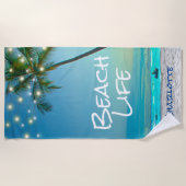 Tropical Beach Life Palm Tree Beach Blue Ocean Strandtuch (Vorderseite)