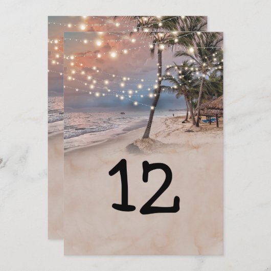 Tropical Beach Lights 12x18 Tischnummer (Vorne/Hinten)