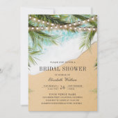 Tropical Beach Lights Foto QR Code Brautparty Einladung (Vorderseite)